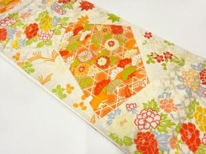 唐織菊・牡丹模様織出し袋帯